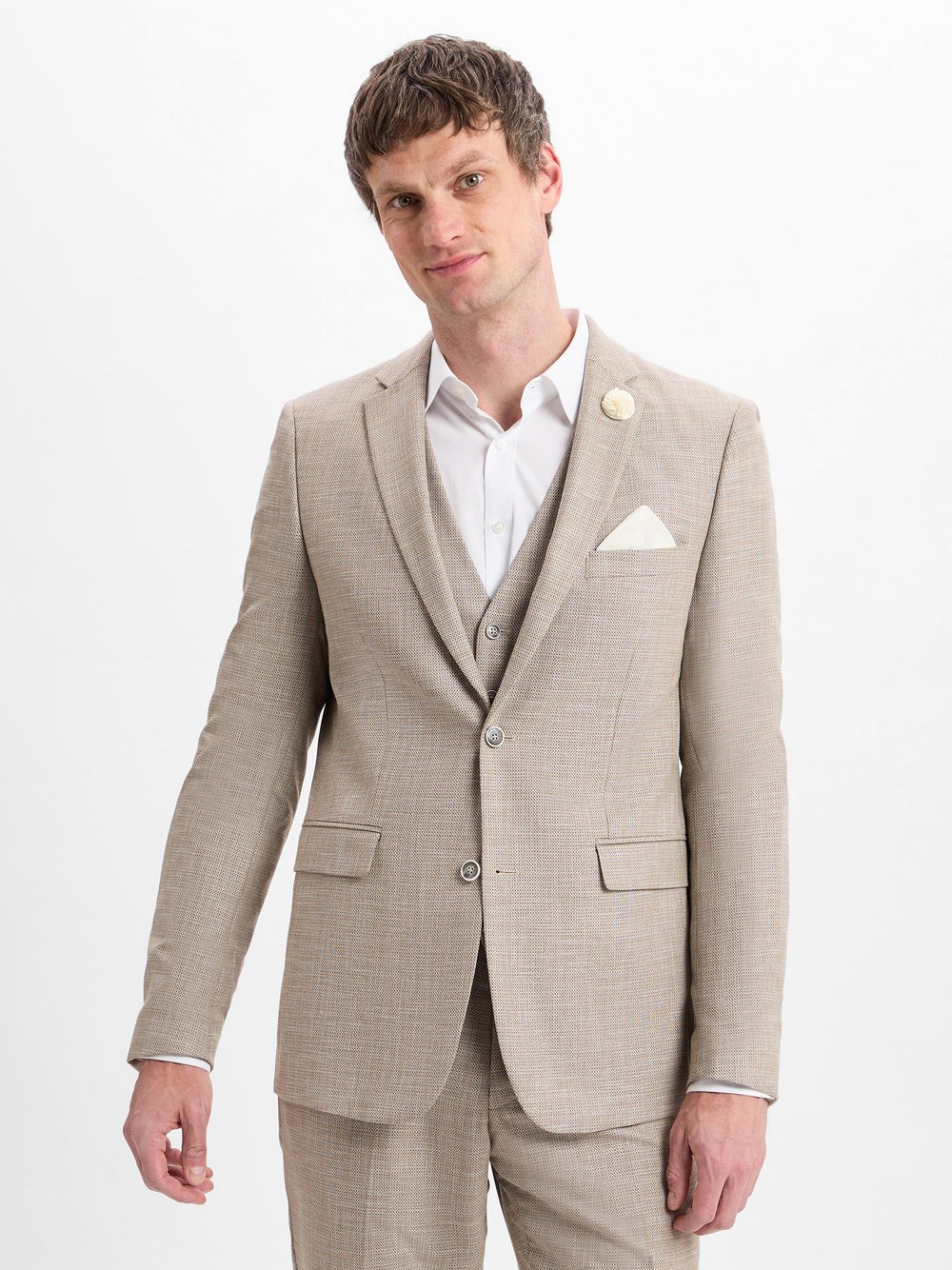 Finshley & Harding Męska kurtka modułowa - Steven Mężczyźni Modern Fit wiskoza beżowy, 27