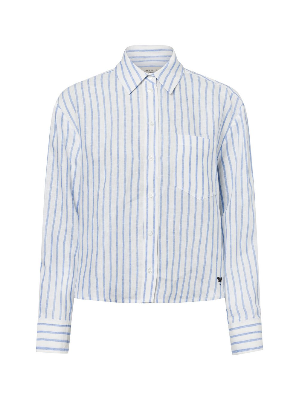 Weekend Max Mara Damska lniana bluzka koszulowa - Nolana Kobiety len niebieski|biały, 42