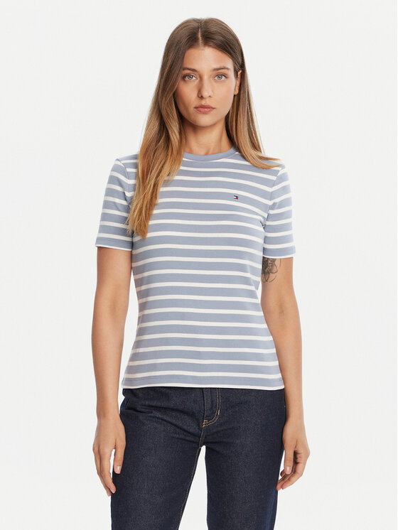 Tommy Hilfiger T-Shirt New Cody WW0WW40587 Błękitny Slim Fit