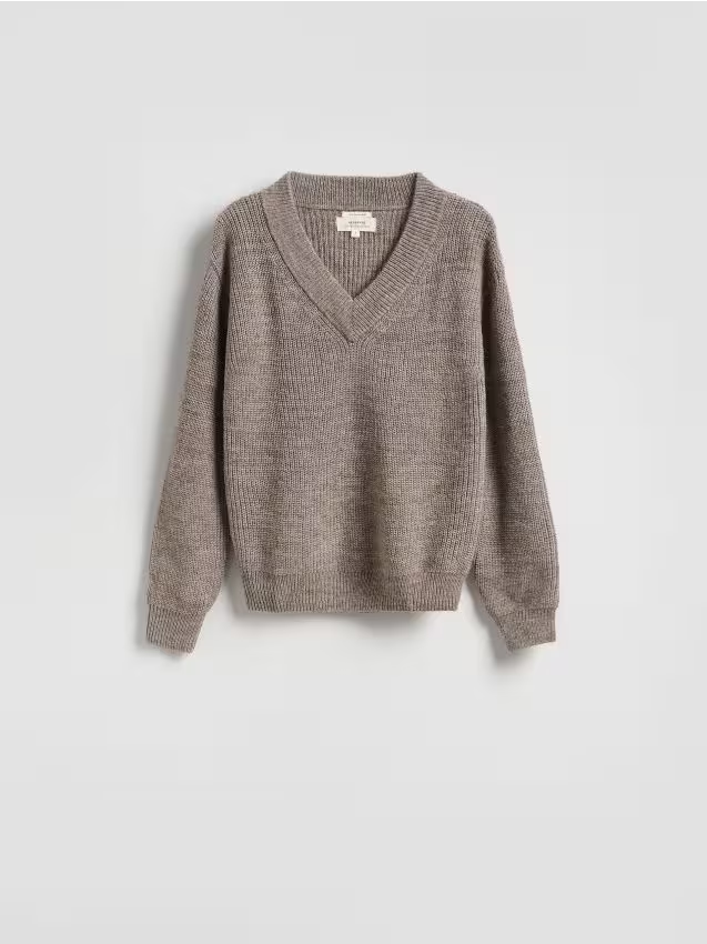 Reserved - Sweter z wełną - beżowy