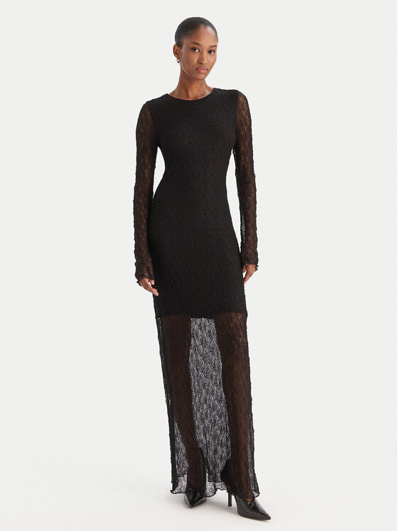Eleh Sukienka wieczorowa EFW250330 Czarny Slim Fit