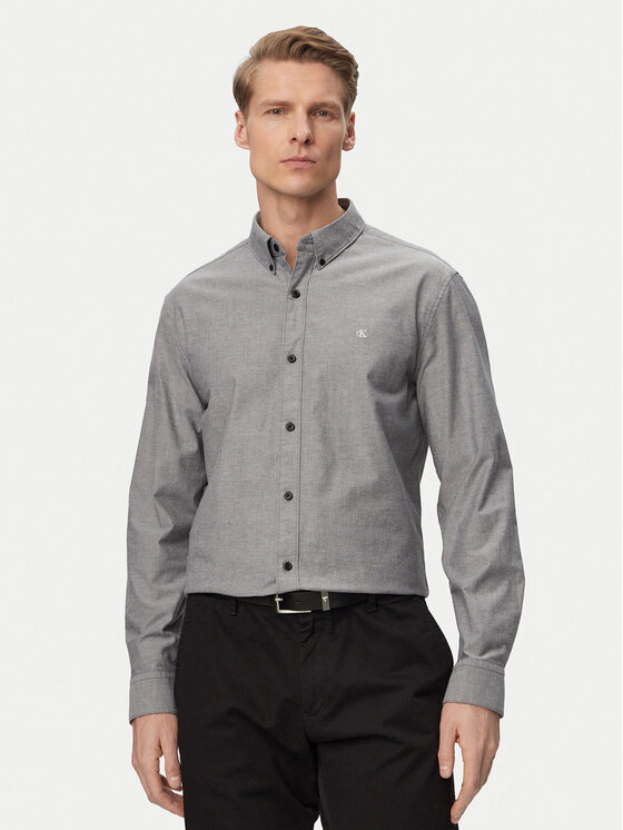 Calvin Klein Jeans Koszula Oxford Classic LV140EM125 Szary Regular Fit