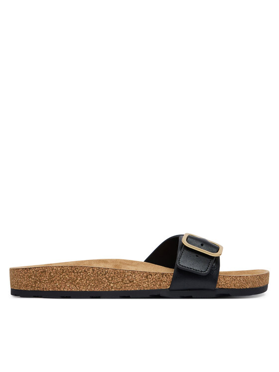 Tommy Hilfiger Klapki Cork Footbed Slip-On Sandals FW0FW09344 Czarny