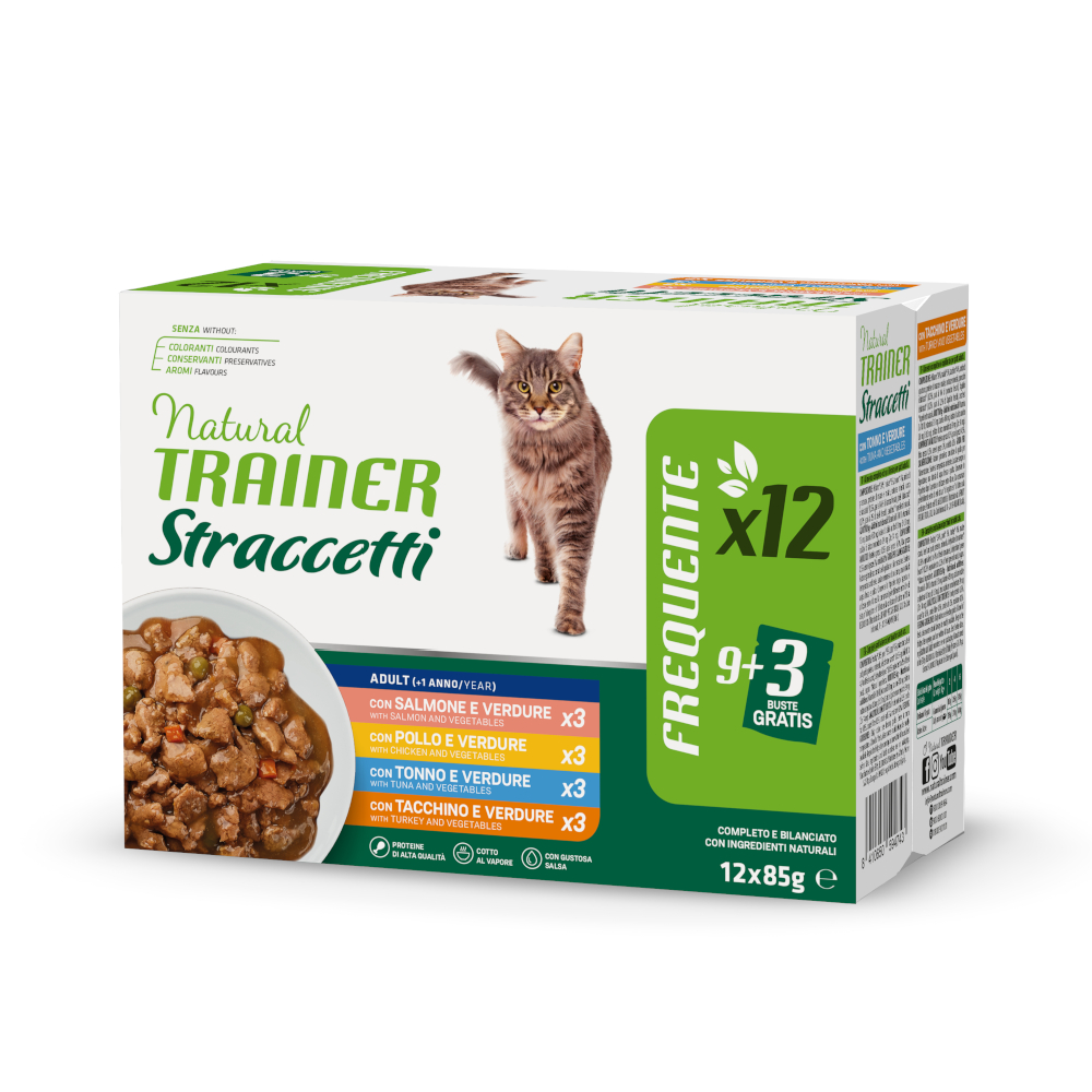 18 + 4 / 20 + 4 gratis! Natural Trainer, paski w sosie,  22 x 85 g / 24 x 85 g - Pakiet mieszany (kurczak, łosoś, tuńczyk, indyk), 24 x 85 g
