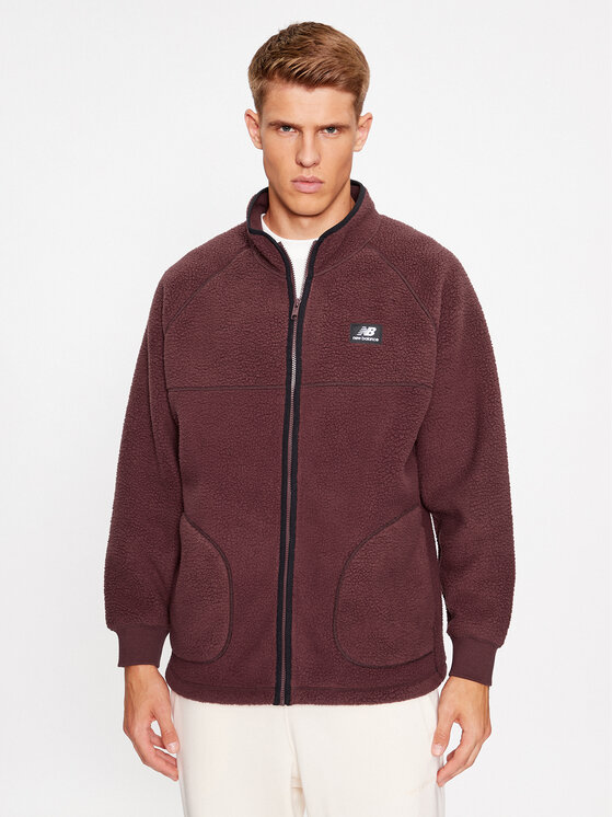 New Balance Polar Athletics Polar Fleece Full Zip MJ33503 Czerwony ciemny Regular Fit
