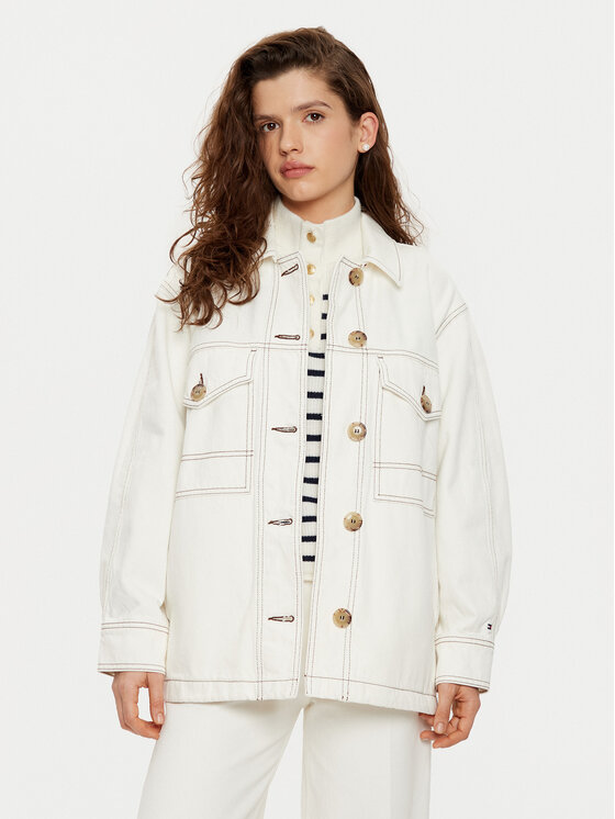 Tommy Hilfiger Koszula jeansowa WW0WW43728 Biały Relaxed Fit