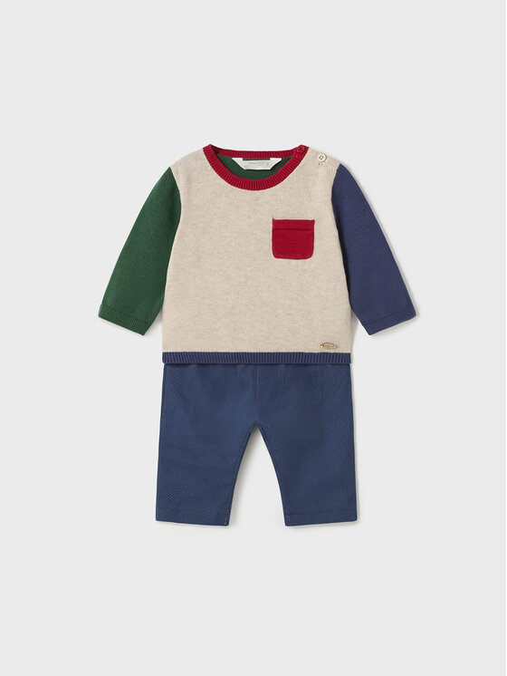 Mayoral Komplet sweter i spodnie materiałowe 2.521 Kolorowy Regular Fit