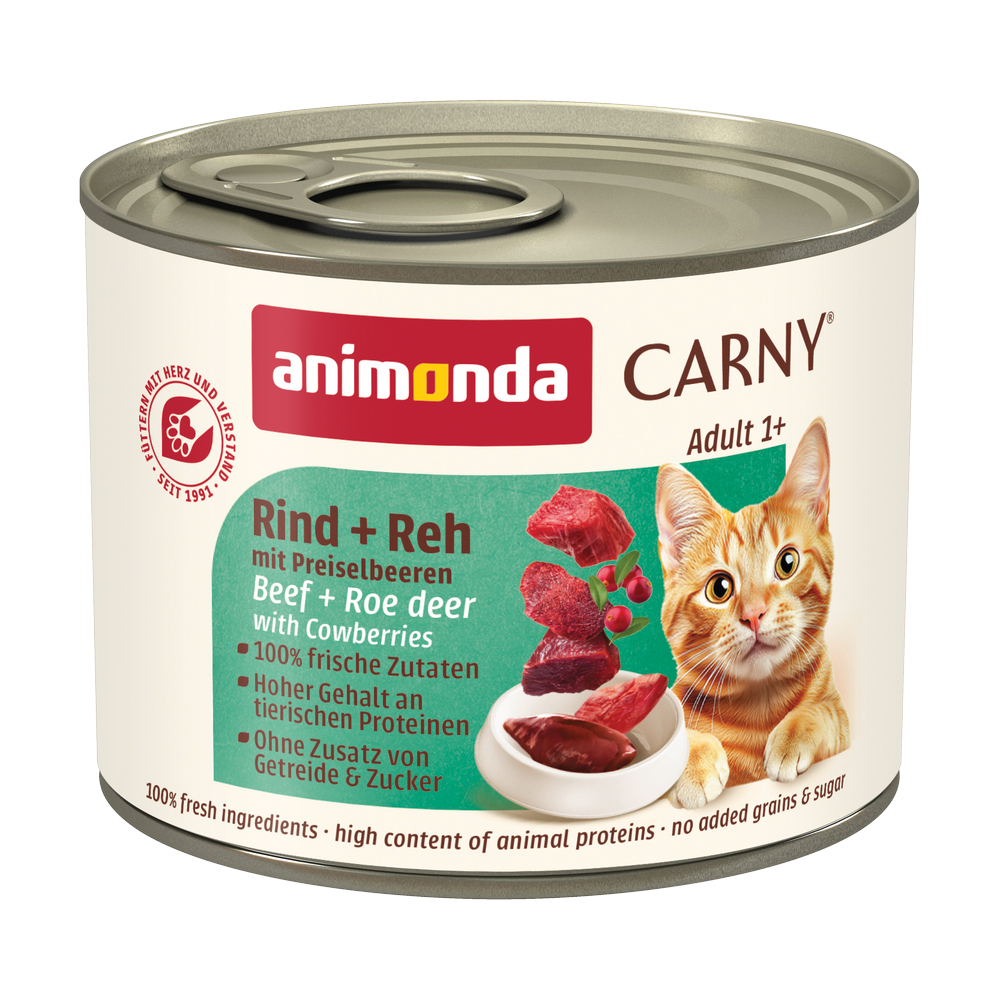 animonda Carny Adult, 6 x 200 g - Wołowina i sarnina z borówką brusznicą