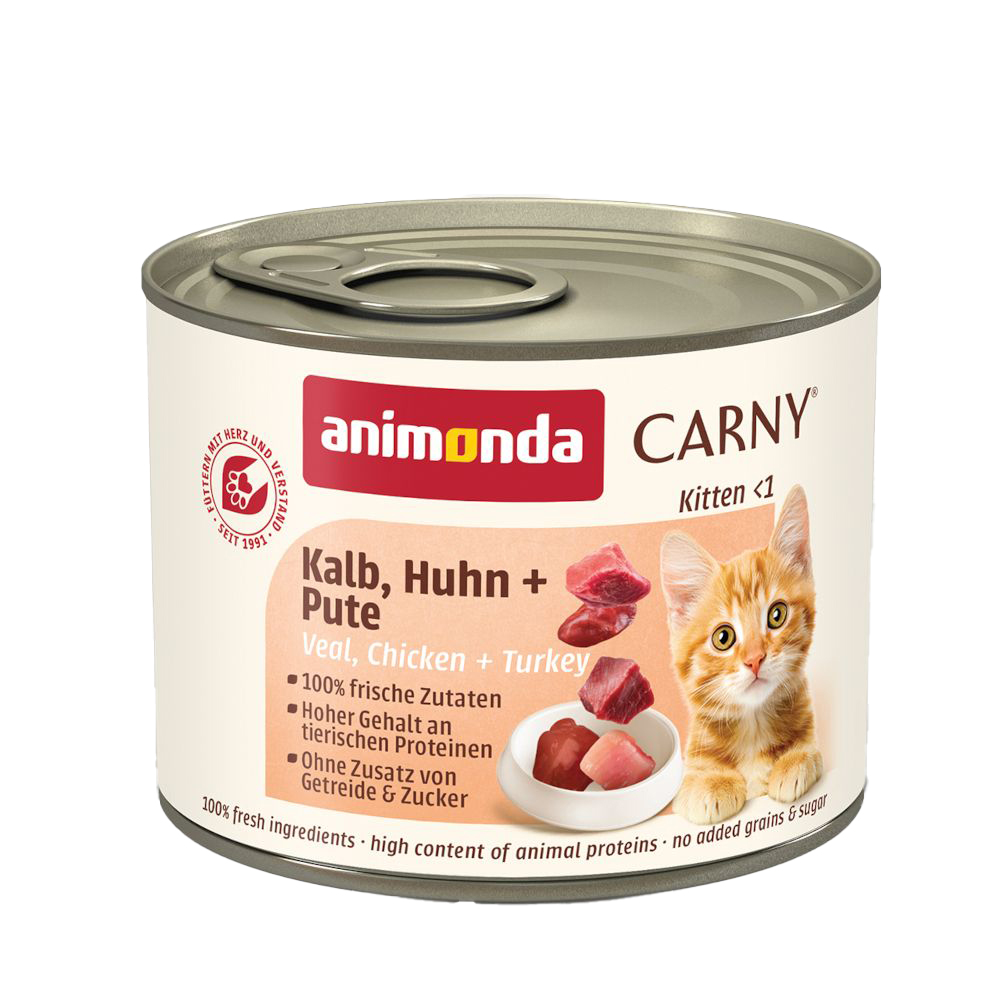 Megapakiet animonda Carny Kitten, 24 x 200 g - Cielęcina, kurczak i indyk