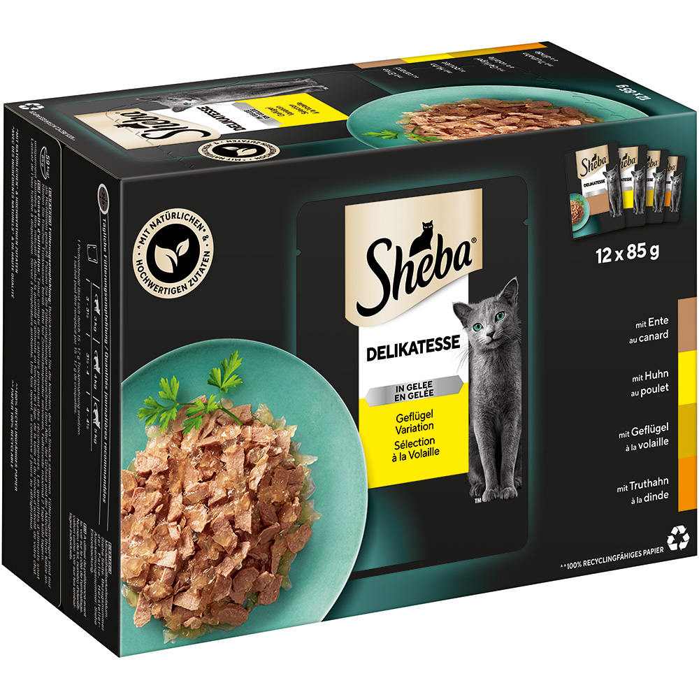 Megapakiet Sheba w saszetkach, 144 x 85 g - Wybór drobiowy w galarecie