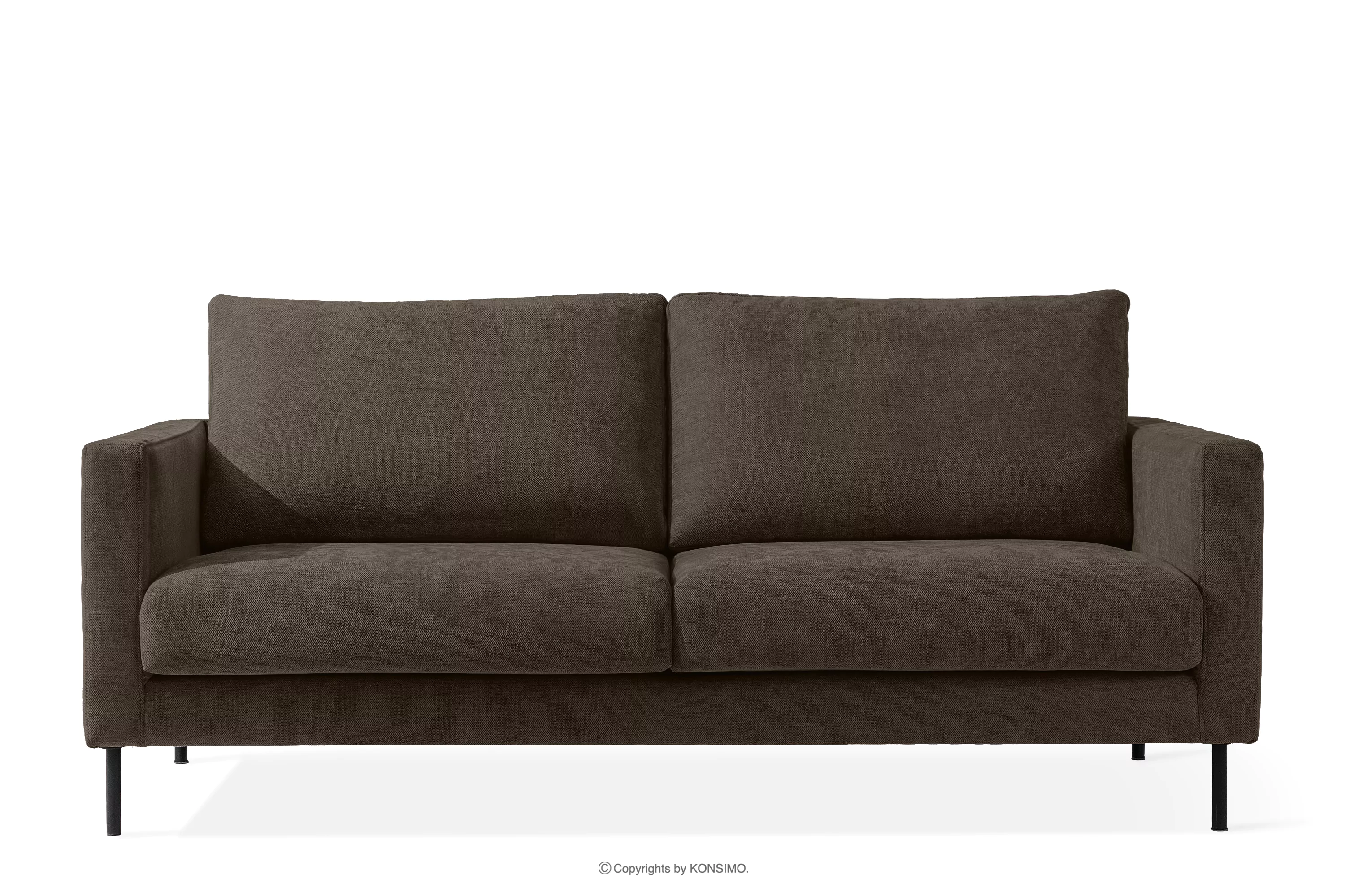 Sofa trzyosobowa na wysokich nóżkach tkanina pleciona chłodny brązowy LUMO