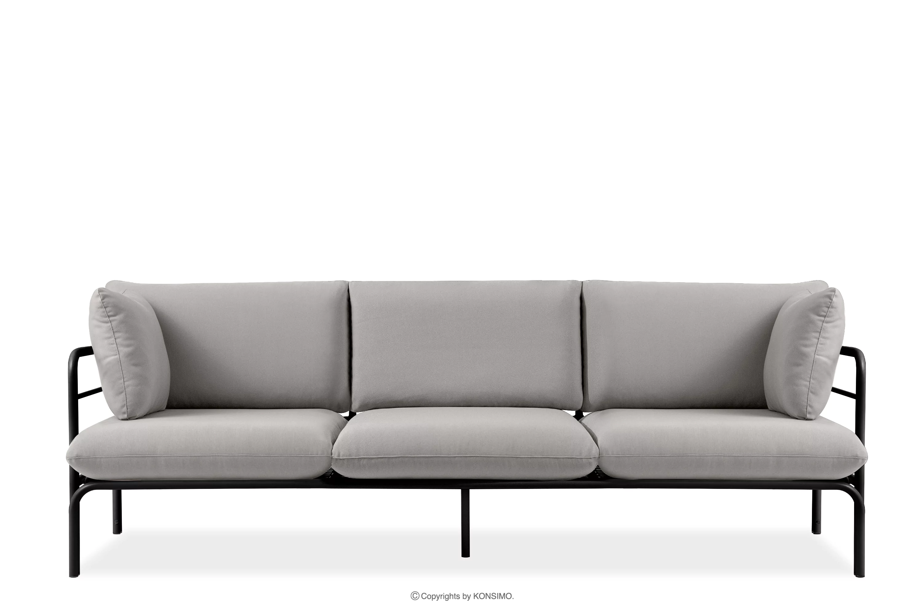 Loftowa sofa ogrodowa 3 na metalowych nogach RAMBE