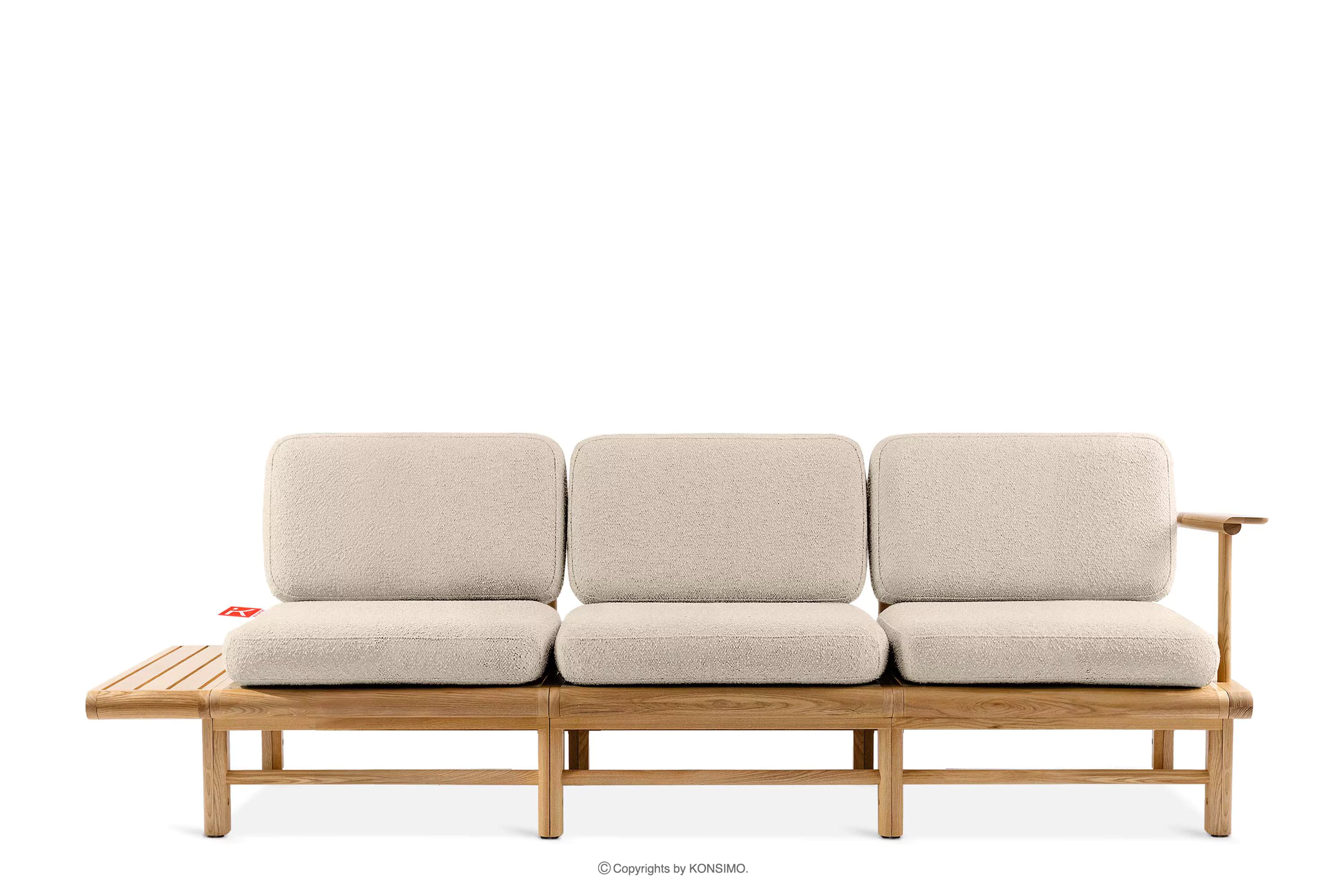 Sofa ogrodowa trzyosobowa z drewna jesionowego kremowy ATREDA