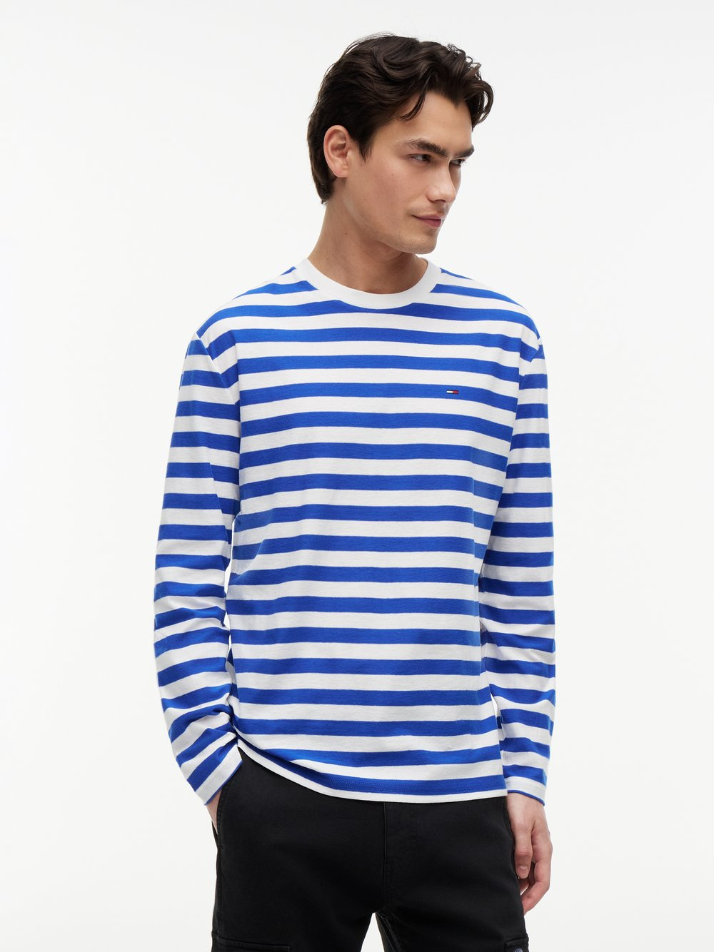 Tommy Jeans Męska koszula z długim rękawem Mężczyźni Bawełna (100%) niebieski, S