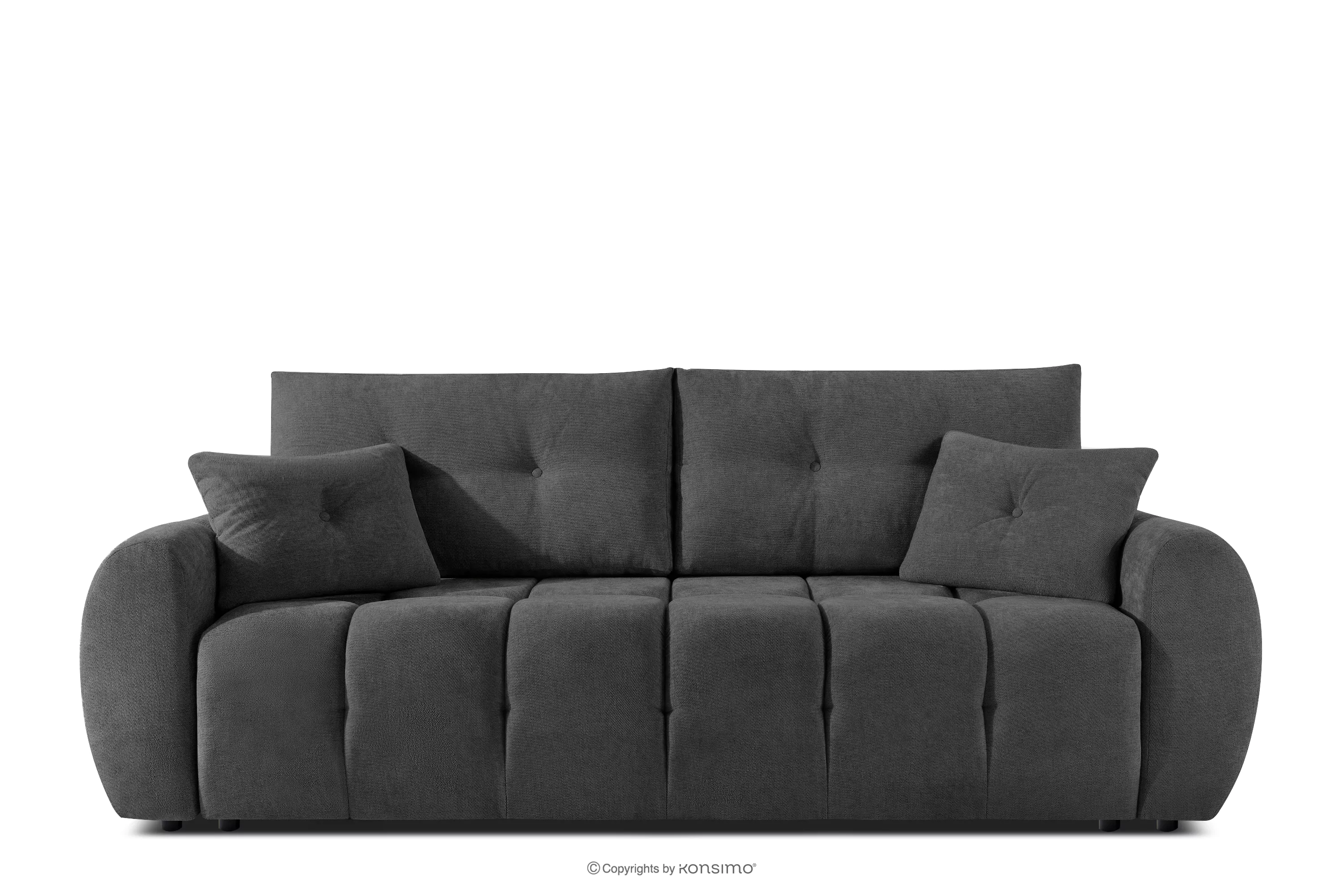 Pikowana sofa trzyosobowa z funkcją spania w tkaninie plecionej stalowy HELLA
