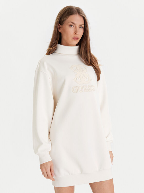 Guess Sukienka codzienna V5YK07 KCX22 Écru Regular Fit