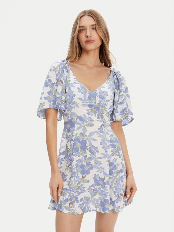 Roxy Sukienka letnia Mercado Mini Crepe ERJWD03868 Biały Regular Fit