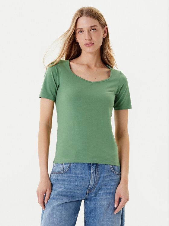 United Colors Of Benetton T-Shirt 3FJHD401P Zielony Slim Fit