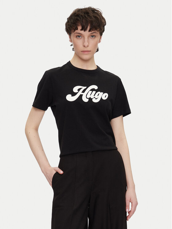 HUGO T-Shirt Damacia_4 50539101 Czarny Regular Fit