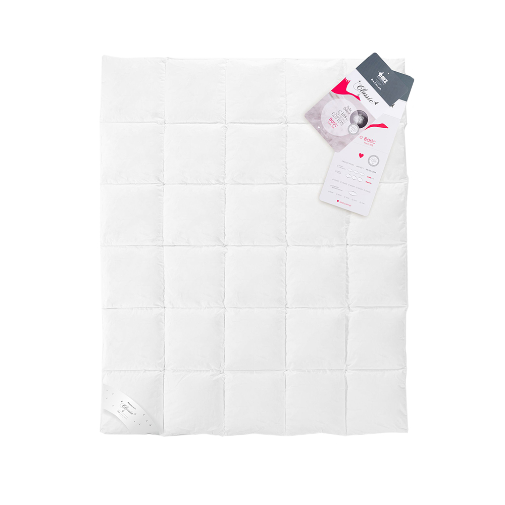 Kołdra Basic AMZ 180x200 cm Całoroczna Różowy pierze gęsie 70%, inlet bawełniany 100%