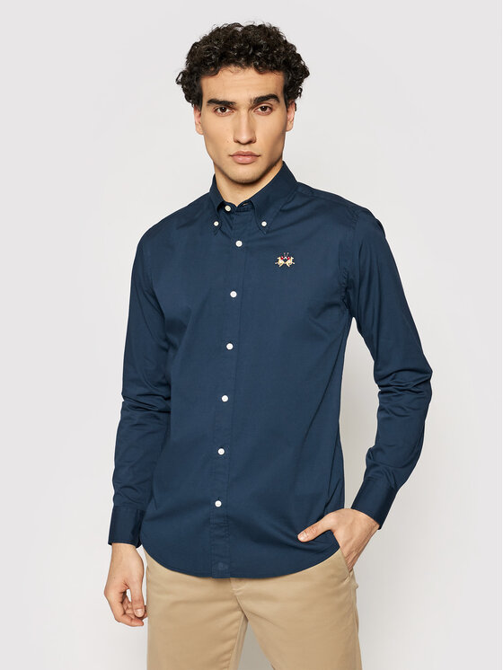 La Martina Koszula CCMC02 PP003 Granatowy Slim Fit