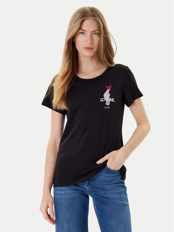 Liu Jo Sport T-Shirt TF5275 JS923 Czarny Regular Fit