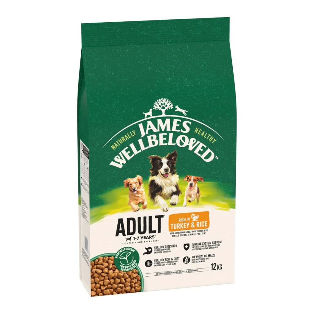 James Wellbeloved Adult Dog Hypoallergenic, indyk i ryż - 2 x 12 kg