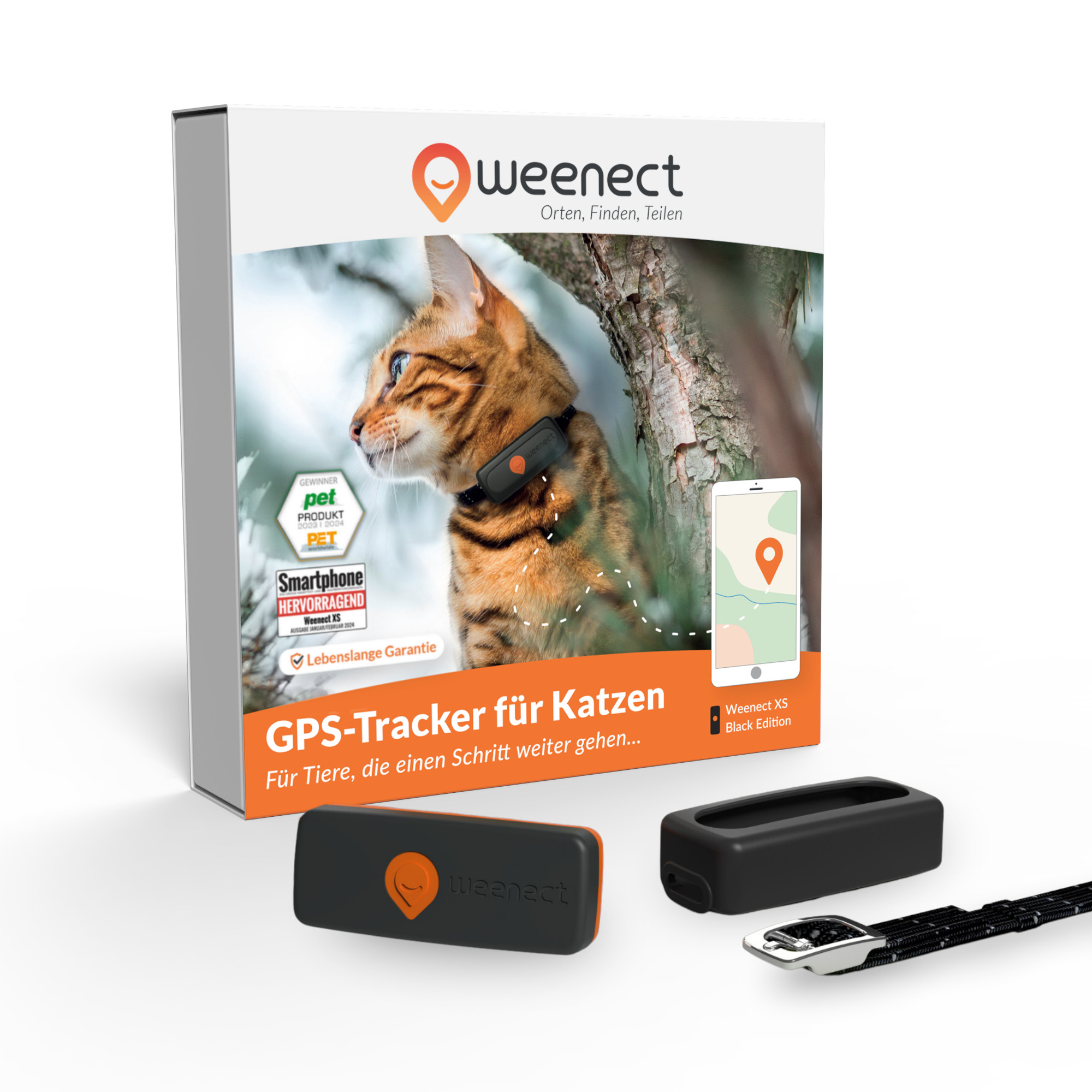Weenect Pet GPS Tracker XS dla kotów - czarny