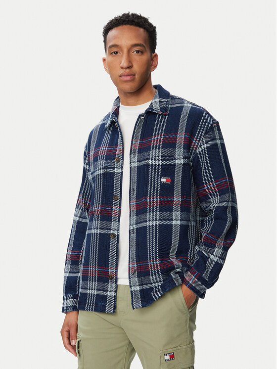 Tommy Jeans Koszula Check DM0DM23135 Granatowy Regular Fit