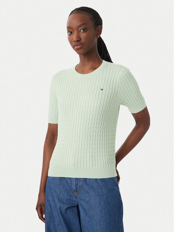 Tommy Hilfiger Sweter WW0WW41787 Zielony jasny Regular Fit