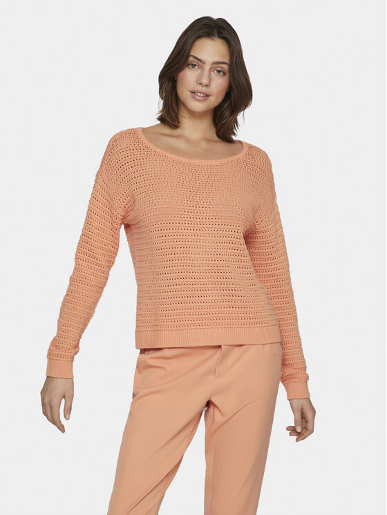 Vila Sweter Bellisina 14089578 Pomarańczowy Regular Fit