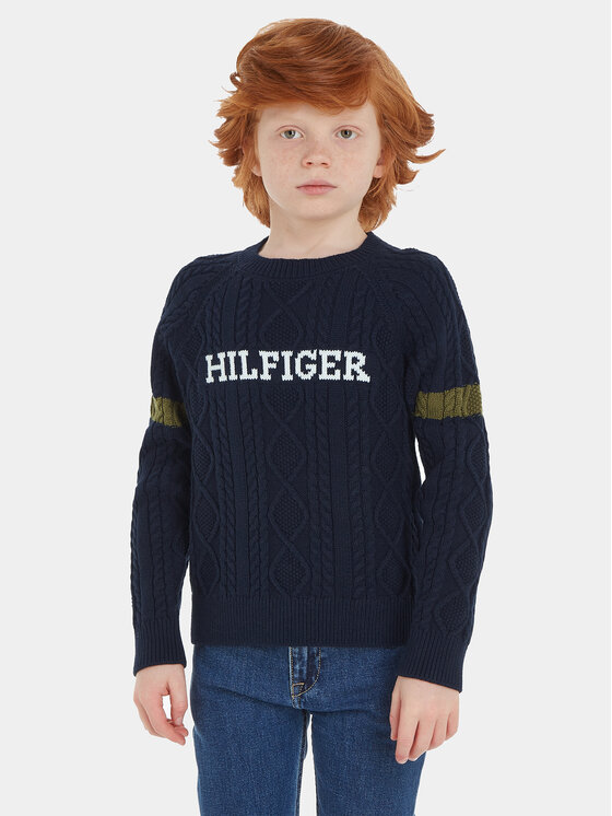 Tommy Hilfiger Sweter Monotype KB0KB08513 Granatowy Regular Fit