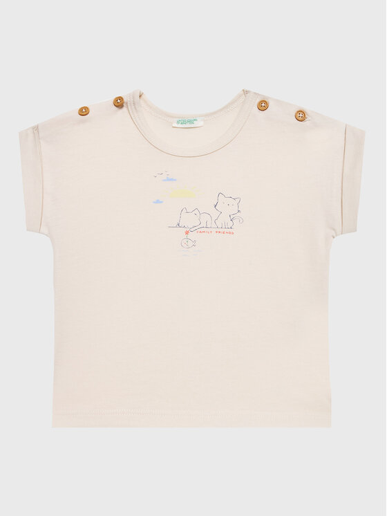 United Colors Of Benetton T-Shirt 3096A102A Beżowy Regular Fit