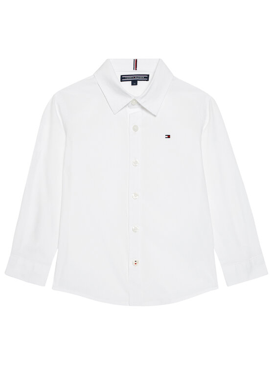Tommy Hilfiger Koszula Solid Poplin KB0KB06965 M Biały Slim Fit