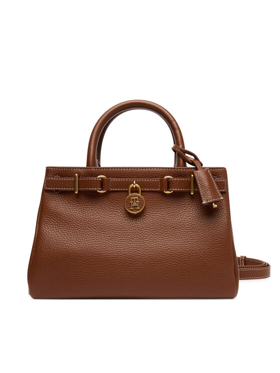 Tommy Hilfiger Torebka American Icon Mini Tote Leather AW0AW17926 Brązowy
