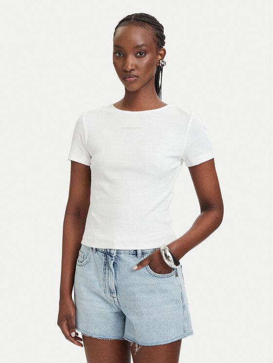 Patrizia Pepe T-Shirt 2M4522/J407-W146 Biały Slim Fit