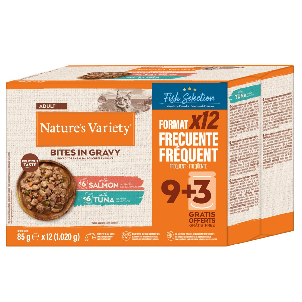 Korzystny pakiet Nature's Variety Bites w sosie, 48 x 85 g - Pakiet rybny (2 smaki)