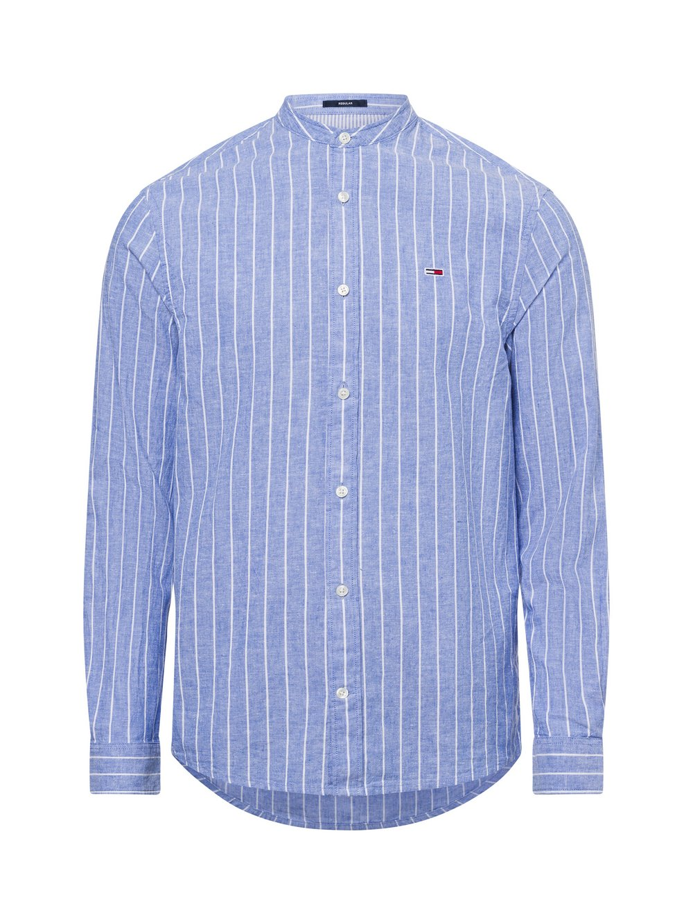 Tommy Jeans Męska koszula casual z zawartością lnu Mężczyźni Regular Fit Bawełna niebieski, S