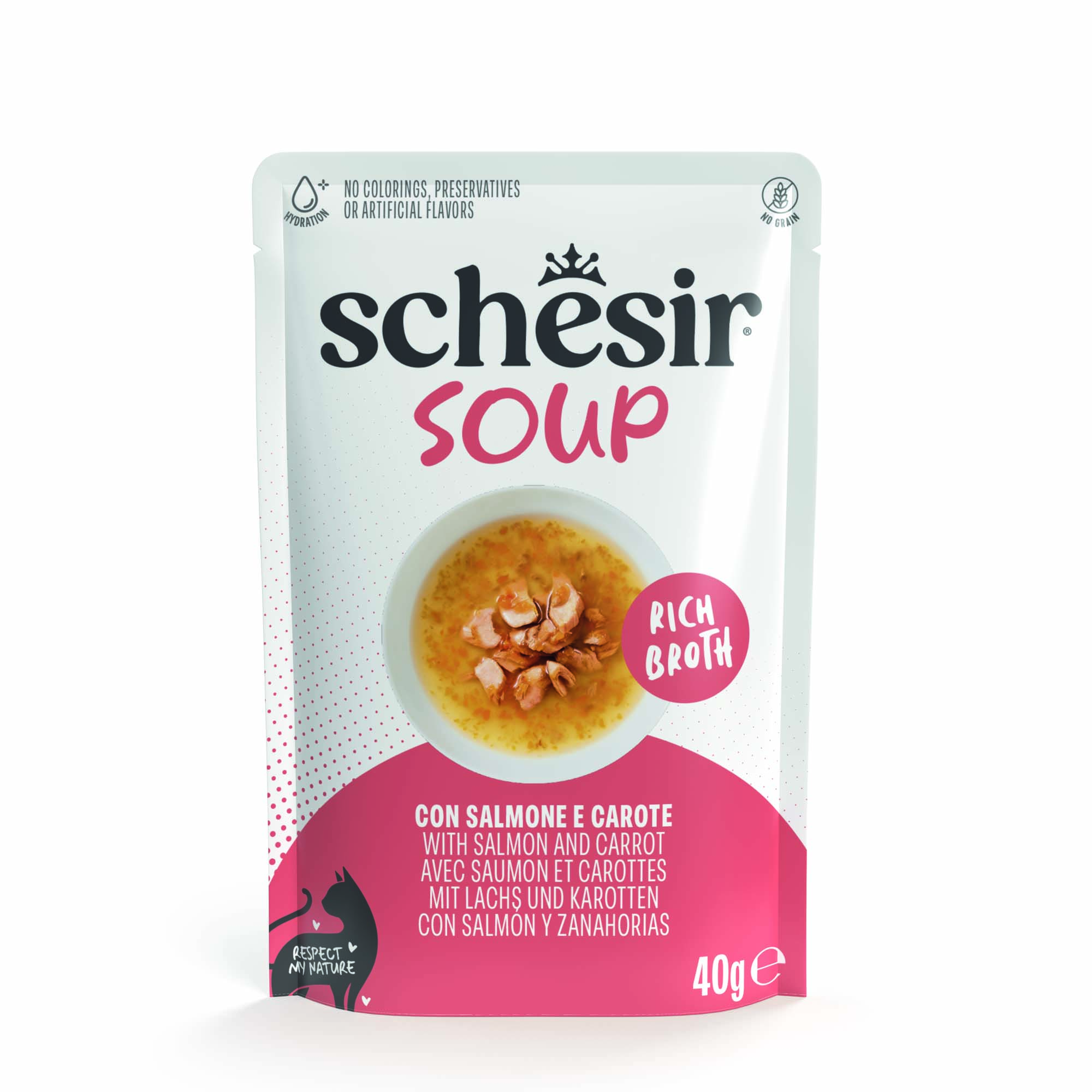 Korzystny pakiet Schesir Cat Soup, 24 x 40 g - Łosoś i marchewka