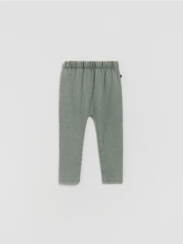 Reserved - Bawełniane legginsy - ciemnozielony