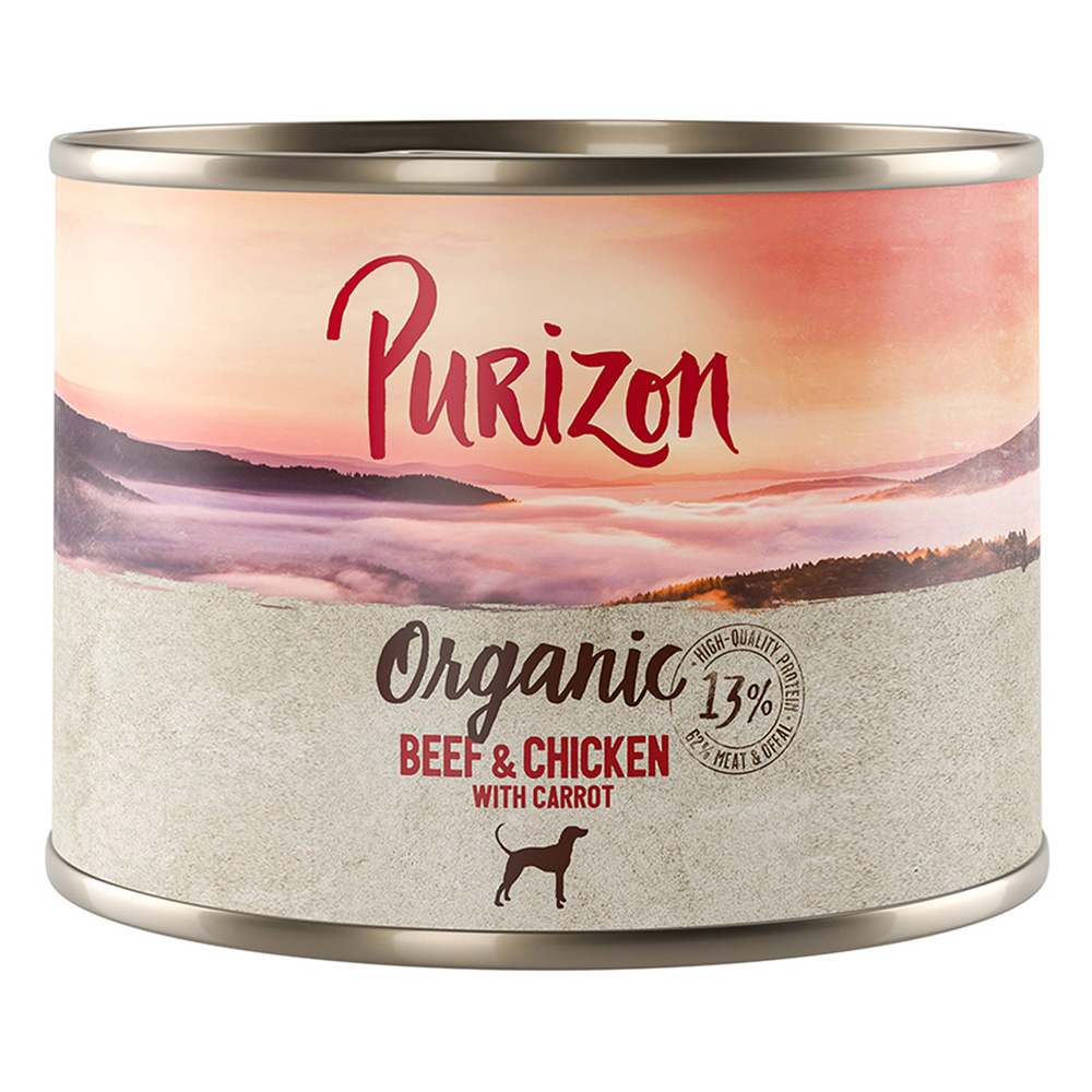 Korzystny pakiet Purizon Organic, 24 x 200 g - Biowołowina i biokurczak z biomarchewką