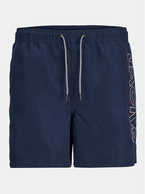 Jack & Jones Junior Szorty kąpielowe Fiji Double Logo 12256153 Granatowy Regular Fit