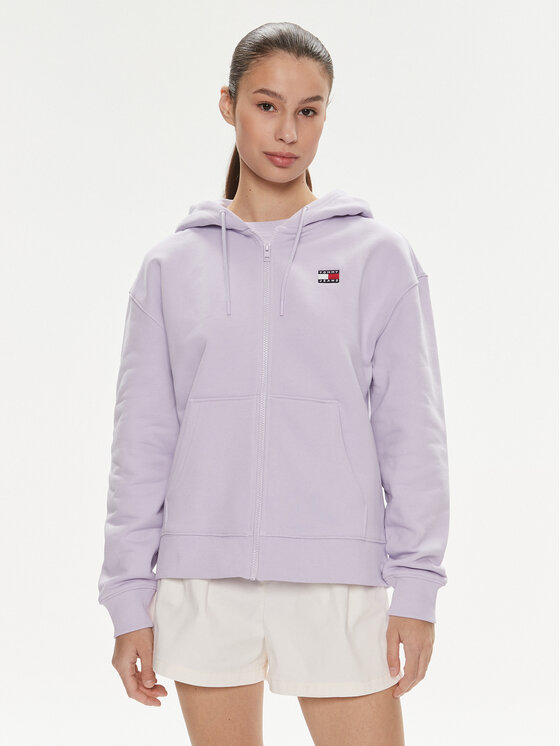 Tommy Jeans Bluza Badge DW0DW17955 Fioletowy Relaxed Fit