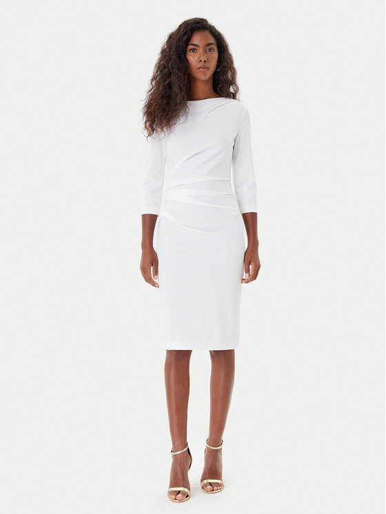 Rinascimento Sukienka koktajlowa CFC0126154003 Biały Slim Fit
