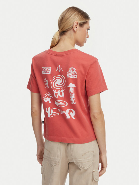 Quiksilver T-Shirt Standard  EQWZT03197 Bordowy Regular Fit