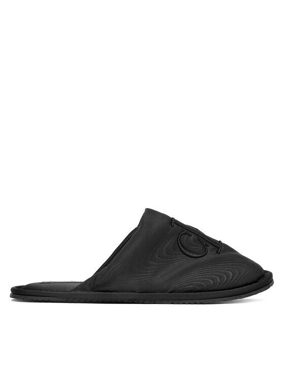 Calvin Klein Jeans Kapcie Slipper Satin Moire YW0YW02053 Czarny