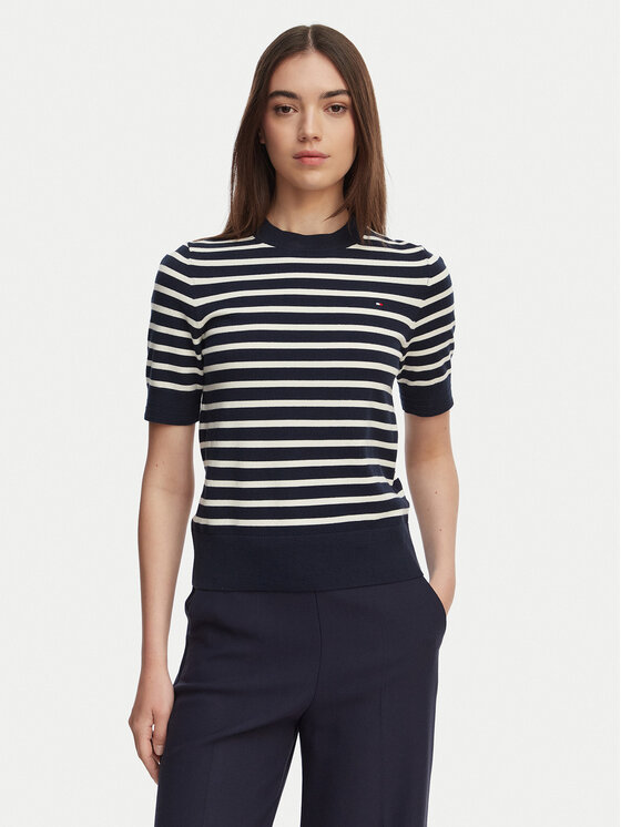Tommy Hilfiger T-Shirt WW0WW49705 Granatowy Slim Fit
