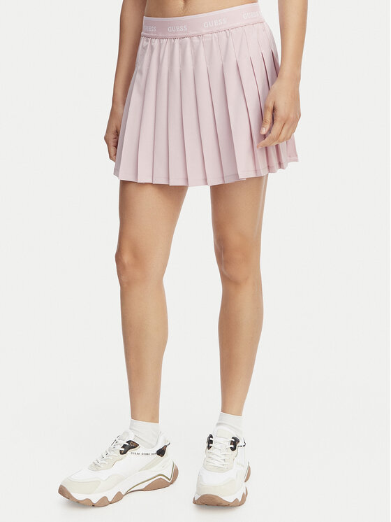 Guess Spódnica plisowana V6GD11 W1802 Różowy jasny Regular Fit