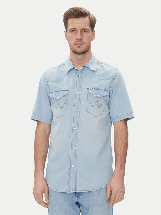 Wrangler Koszula jeansowa Western 112362742 Niebieski Regular Fit