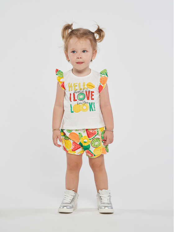 Birba Trybeyond Komplet bluzka i szorty sportowe 999 69011 00 D Biały Regular Fit